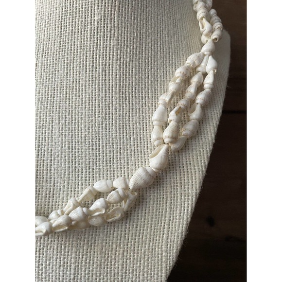 Vintage Shell Lei - Necklace - Multi-strand Of Shells - 34” - Pure White - Picture 2 of 8